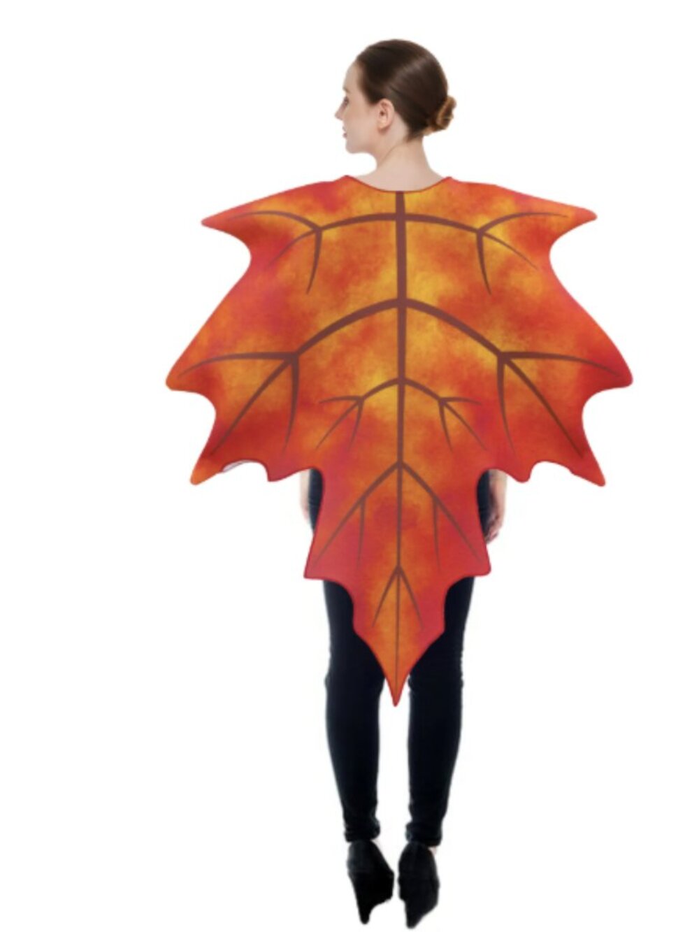Autumn Maple Leaf Shroud Costume For Halloween Party 3D Digital Printing Perform